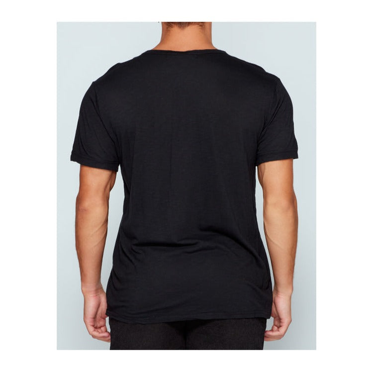 4 Corners V neck Henley Crew (Black)