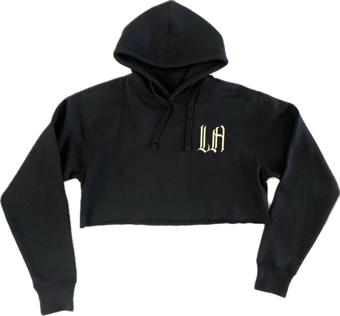 Women's "LA" Crop Hoodie (Black)