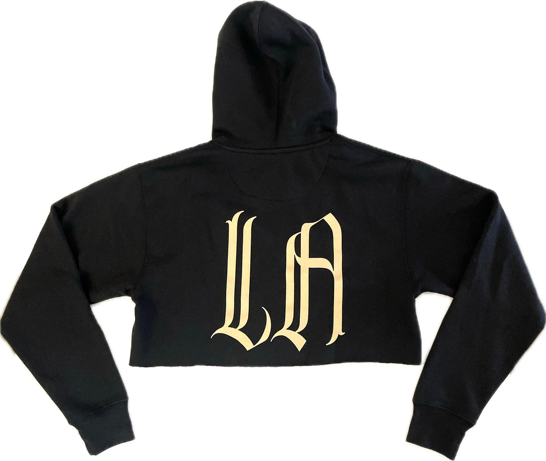 Women's "LA" Crop Hoodie (Black)