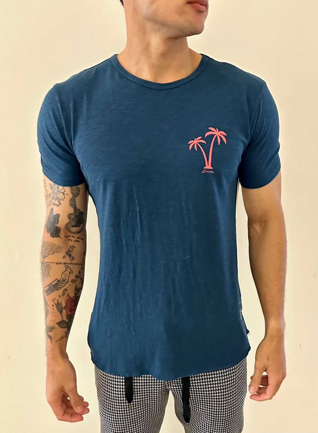 Twin Palms on our 4 Corners Crew neck (Navy)