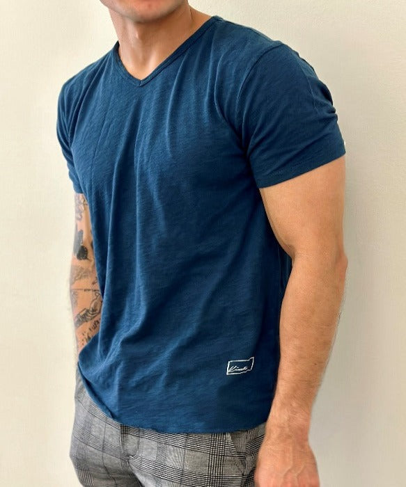 4 Corners V-neck (Admiral Blue) 100% USA COTTON