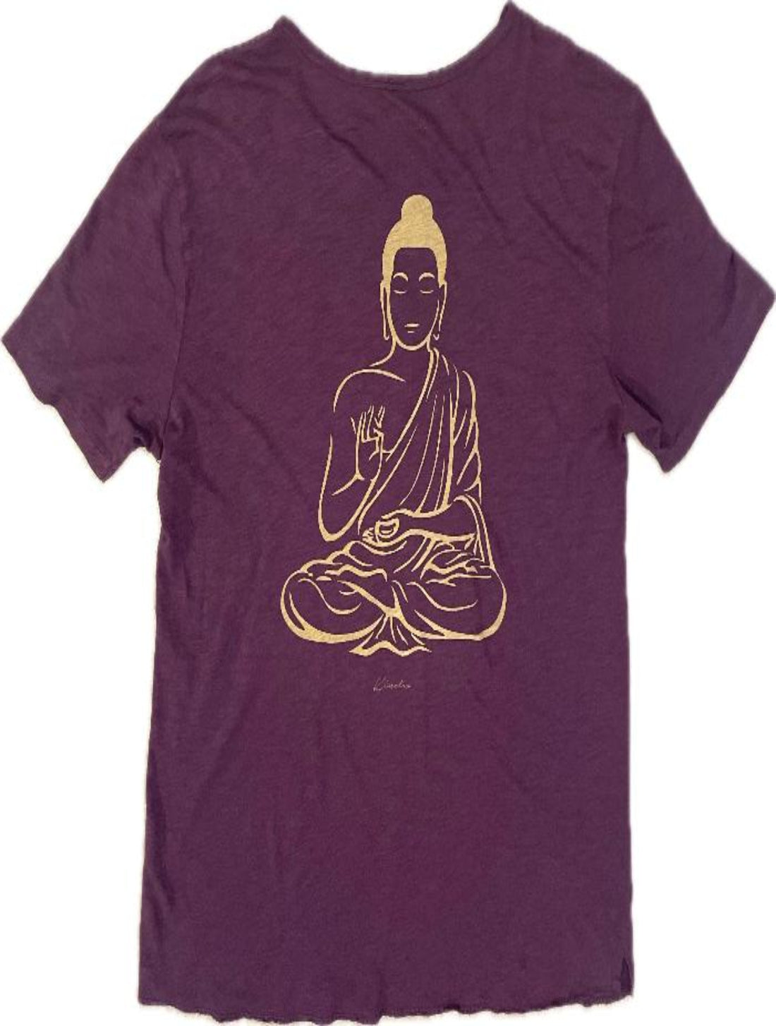 Zen Buddha on our 4 Corners V-neck (Plum)