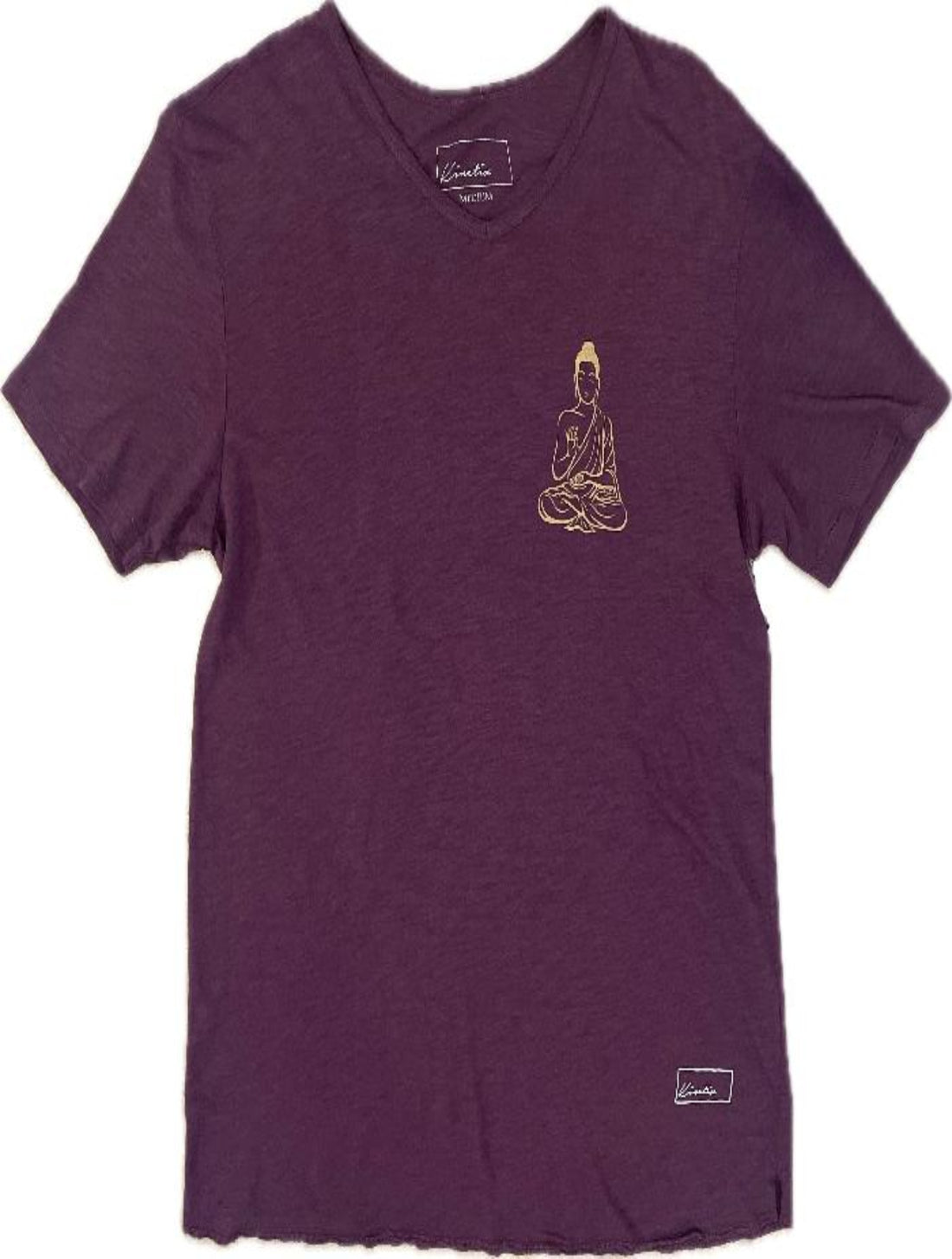 Zen Buddha on our 4 Corners V-neck (Plum)