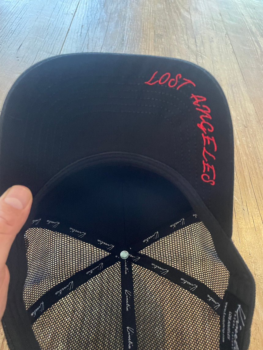 KX Palm Thunder Trucker Hat (Black with Red patch)