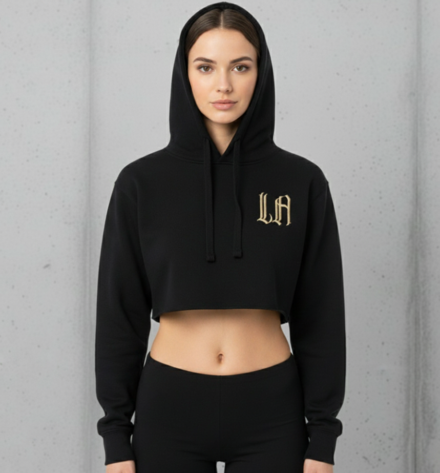 Women's "LA" Crop Hoodie (Black)