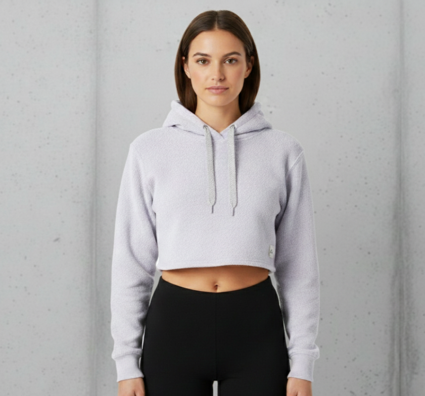 Women's Half Moon Crop Hoodie (Lavender)