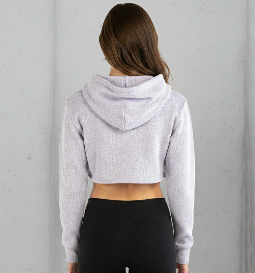 Women's Half Moon Crop Hoodie (Lavender)
