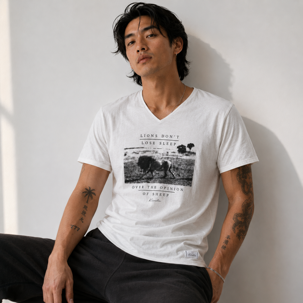 Lion's Don't Lose Sleep Over The Opinion of Sheep Organic Tee (White)