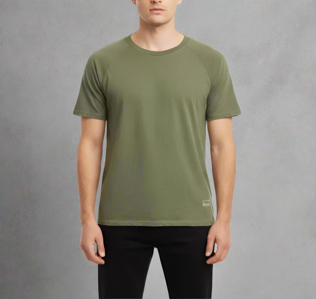 New Standard 4 Corners Raglan (Army Green) 100% USA Cotton