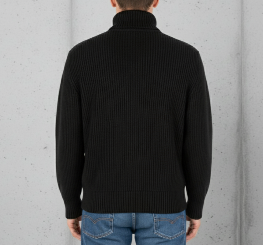 Newport Zip Long Sleeve (Raven Black with Steel Gray Interior Collar)