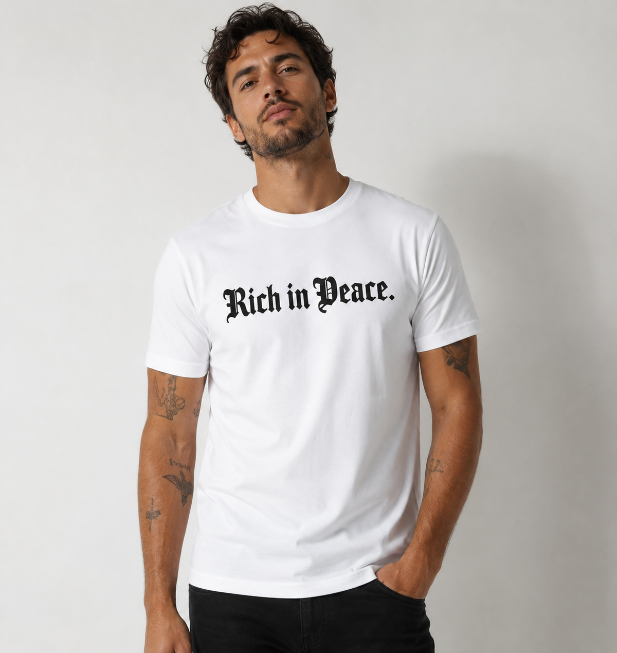 Rich in Peace Organic Tee (Navy or White)