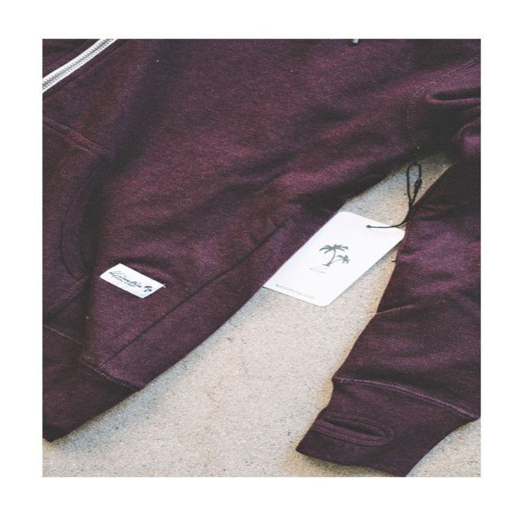 Mammoth Zip Sherpa Hoodie (Wine Red with Cream interior).