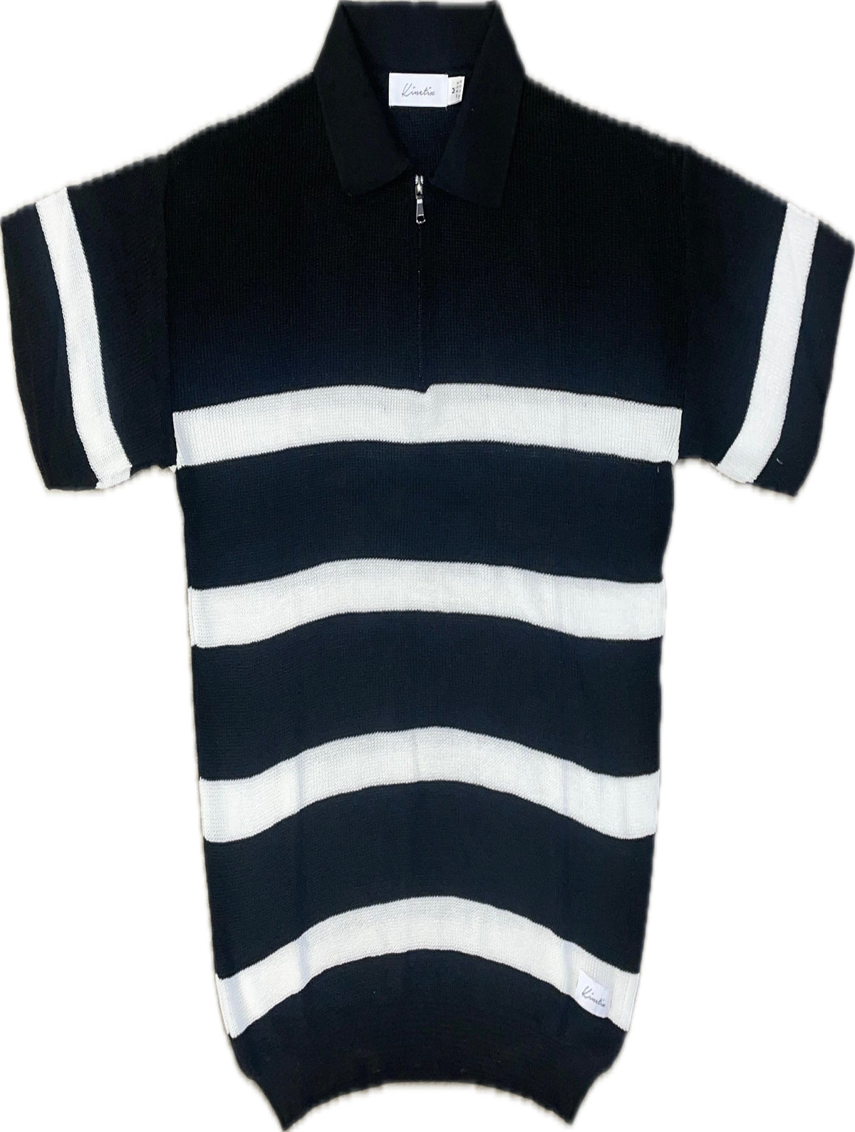 Del Mar Zip Polo (Black and White)