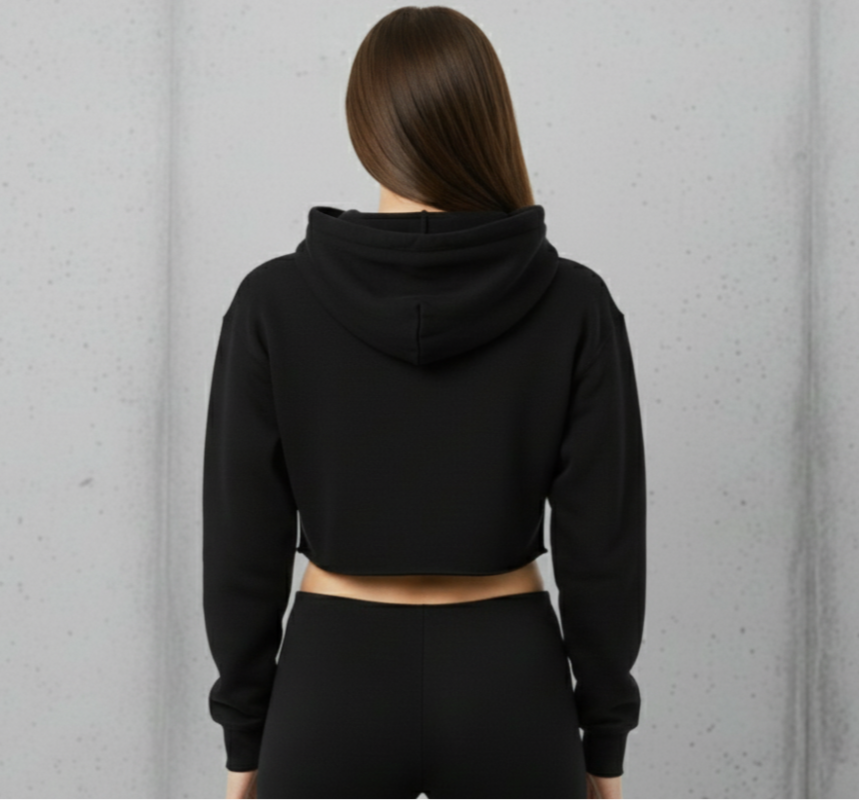 Women's LA Survival Crop Hoodie (Midnight Black)