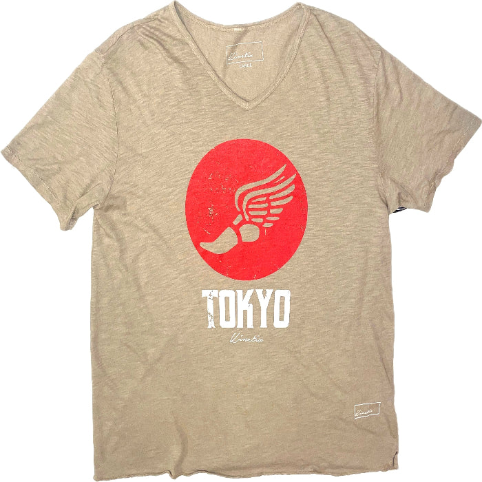 Tokyo on our 4 Corners V-neck (Khaki)