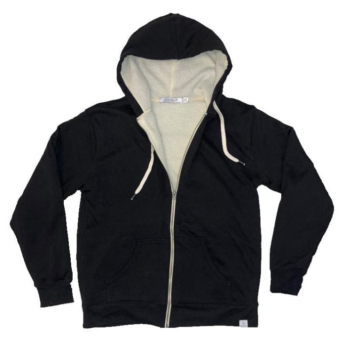 Mammoth Zip Sherpa Hoodie (Black with White interior),