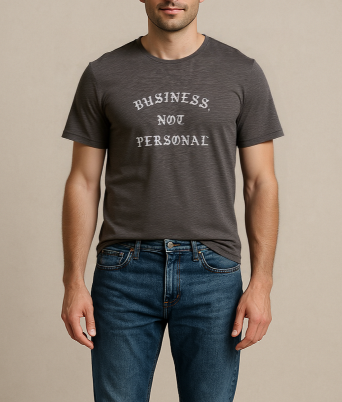 BUSINESS, NOT PERSONAL on our 4 Corners Crew neck (Charcoal)