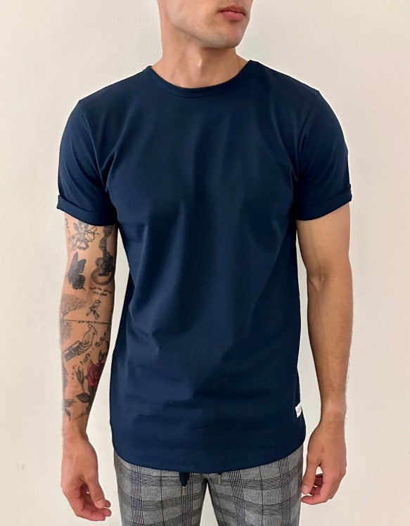The Dean Rolled Sleeve (Navy) 100% USA Cotton