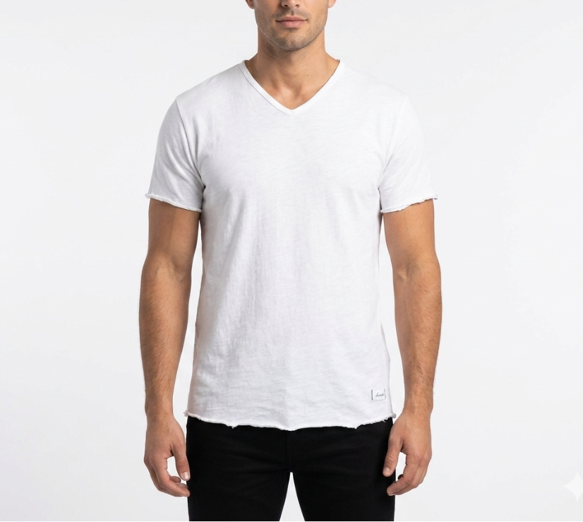 Ora (Aura) Organic V-neck Tee (Snow White) – Kinetix | Casual Luxury