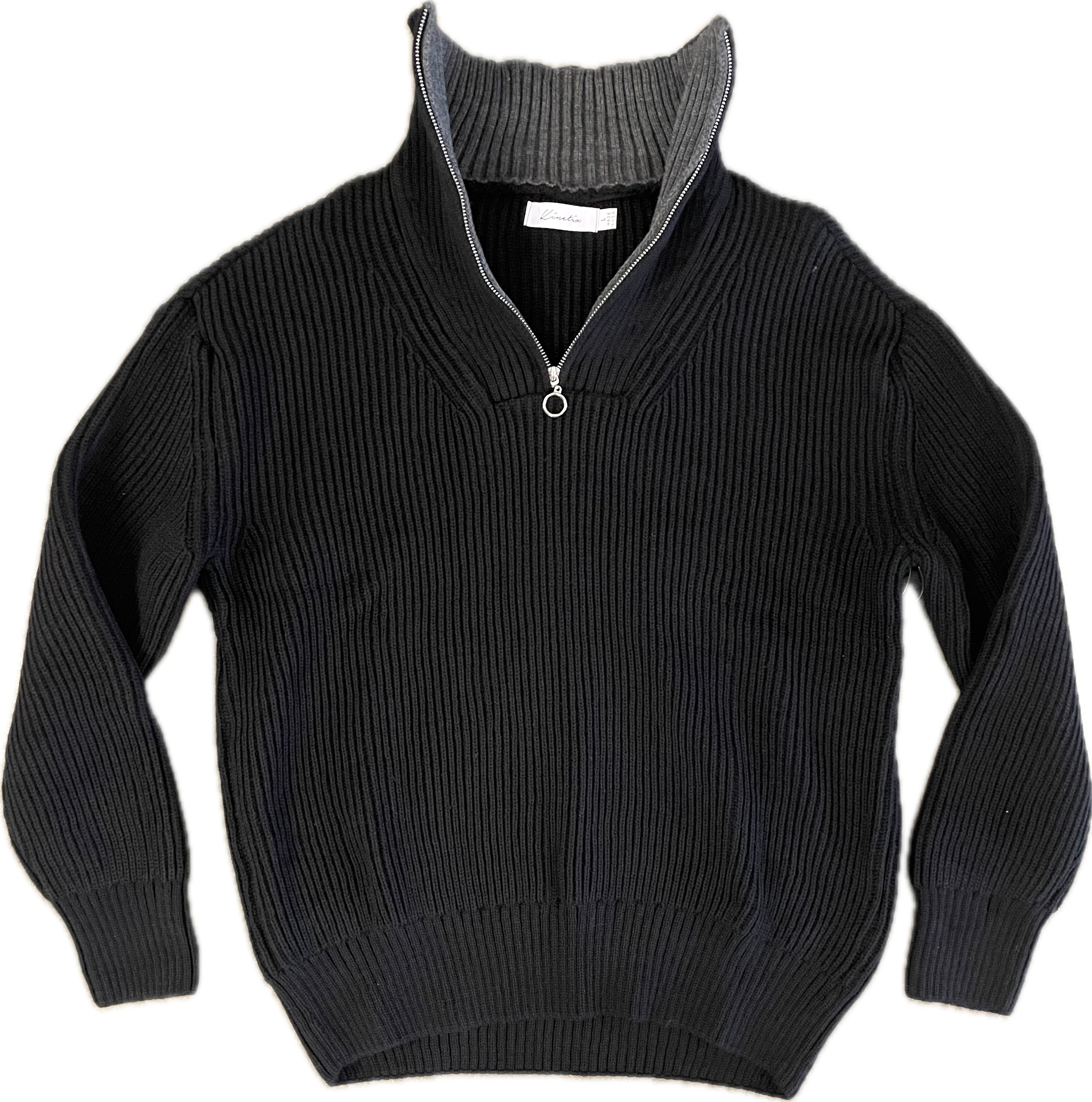 Newport Zip Long Sleeve (Raven Black with Steel Gray Interior