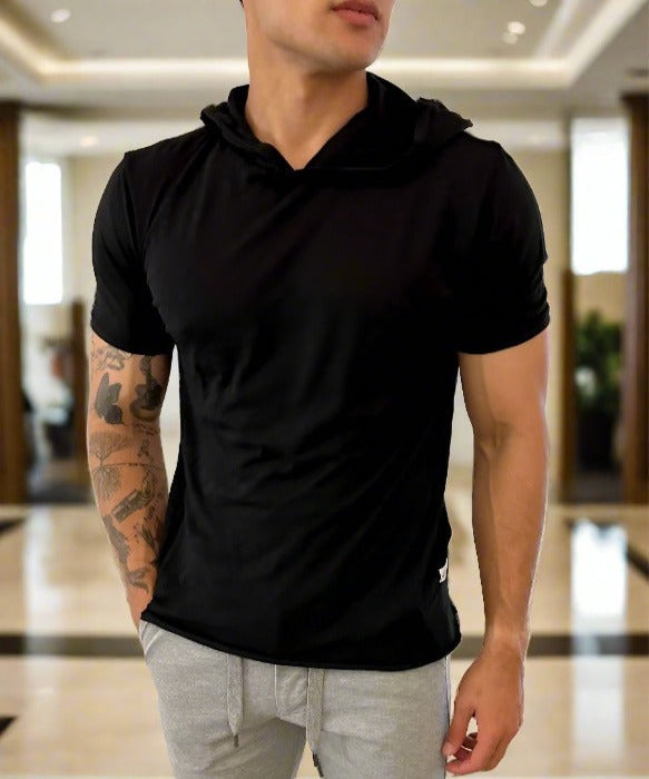 Corners Short Sleeve Hoodie (Black) 100% USA Cotton – Kinetix