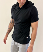 4 Corners Short Sleeve Hoodie (Black) 100% USA Cotton