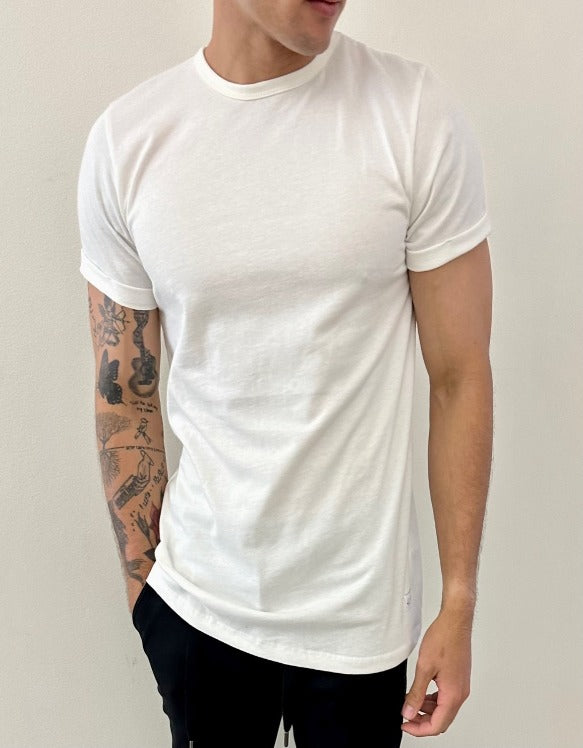 The Dean Rolled Sleeve (White) 100% USA Cotton