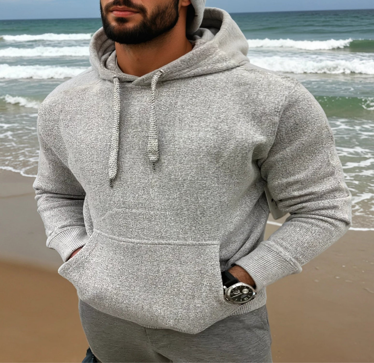 Half Moon Hoodie (Heather Pepper White)