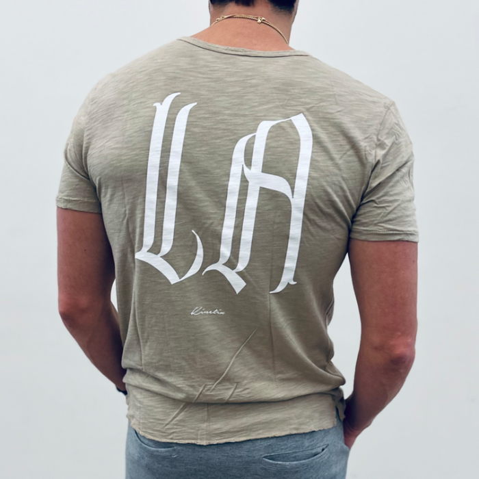 "LA" on 4 Corners V-neck (Khaki)