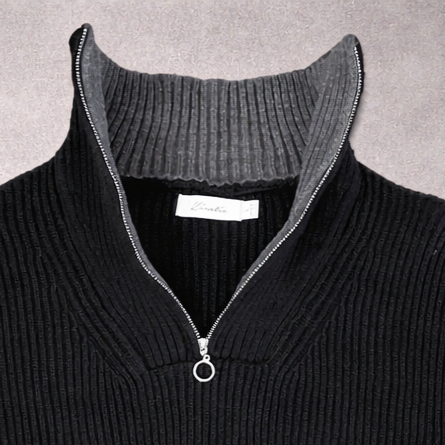 Newport Zip Long Sleeve (Raven Black with Steel Gray Interior Collar)