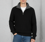 Newport Zip Long Sleeve (Raven Black with Steel Gray Interior Collar)