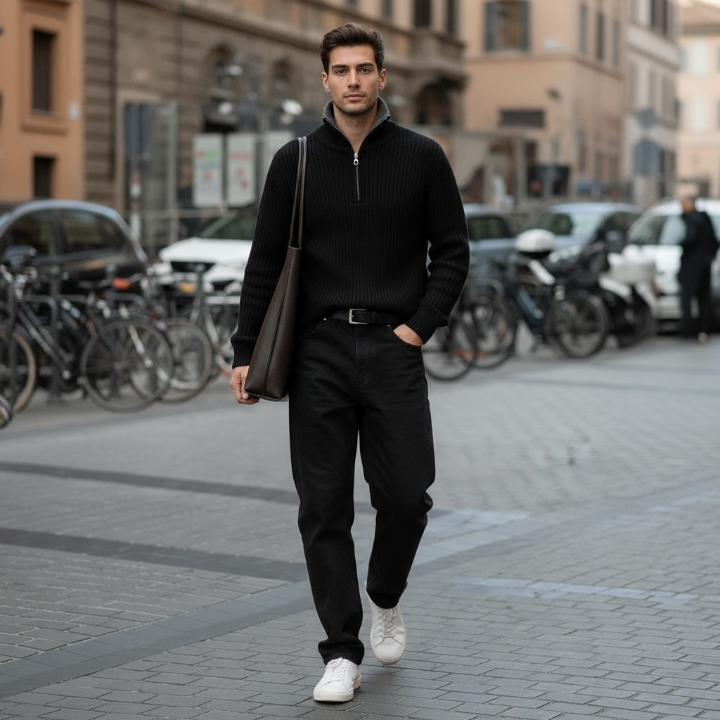 Newport Zip Long Sleeve (Raven Black with Steel Gray Interior