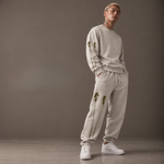Beach Palm Tree Crew Sweatsuit (Light Gray/Forest Green Palm)
