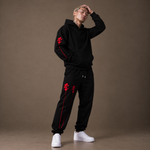 Beach Palm Tree Hoodie Sweatsuit (Black/Red Palm)