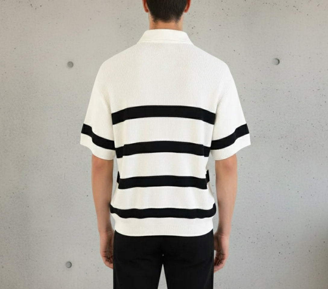 Del Mar Zip Polo (White and Black)
