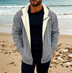 Mammoth Zip Sherpa Hoodie (Gray with White interior)