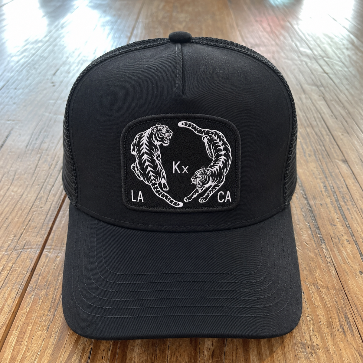 Tiger Aura Trucker Hat (Black with Double Tiger patch)