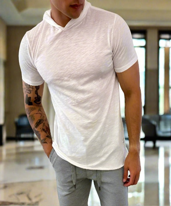 4 Corners Short Sleeve Hoodie (White) 100% USA Cotton